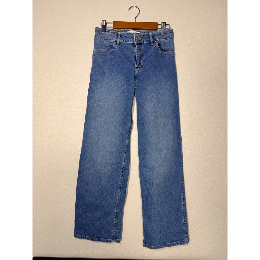 Abercrombie Kids High Rise Wide Leg Jeans Medium Wash Blue Denim Girls 11/12